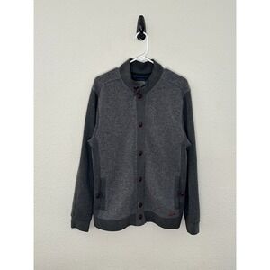 Ted Baker Men's Grey Wool Blend Button Up Mock Neck Cardigan Sweater Size 7